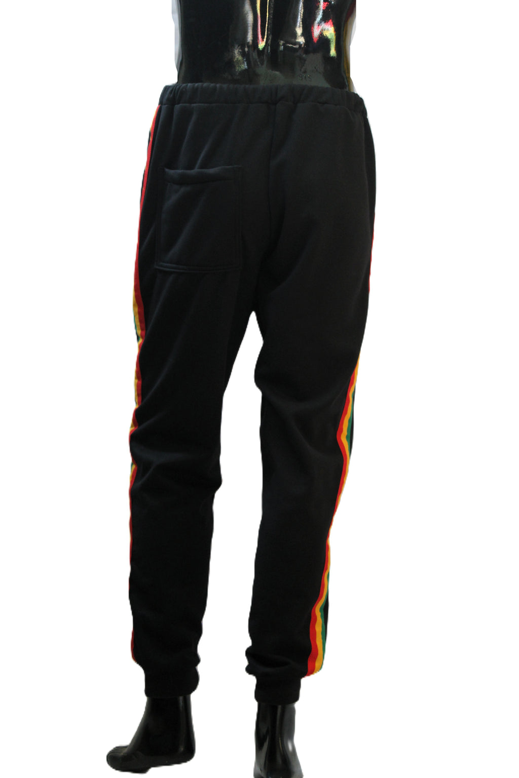 "Rasta Side Stripe" Black Joggers