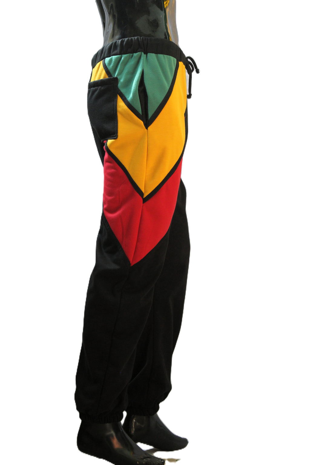 "Asymmetric Rasta Color Block" Joggers