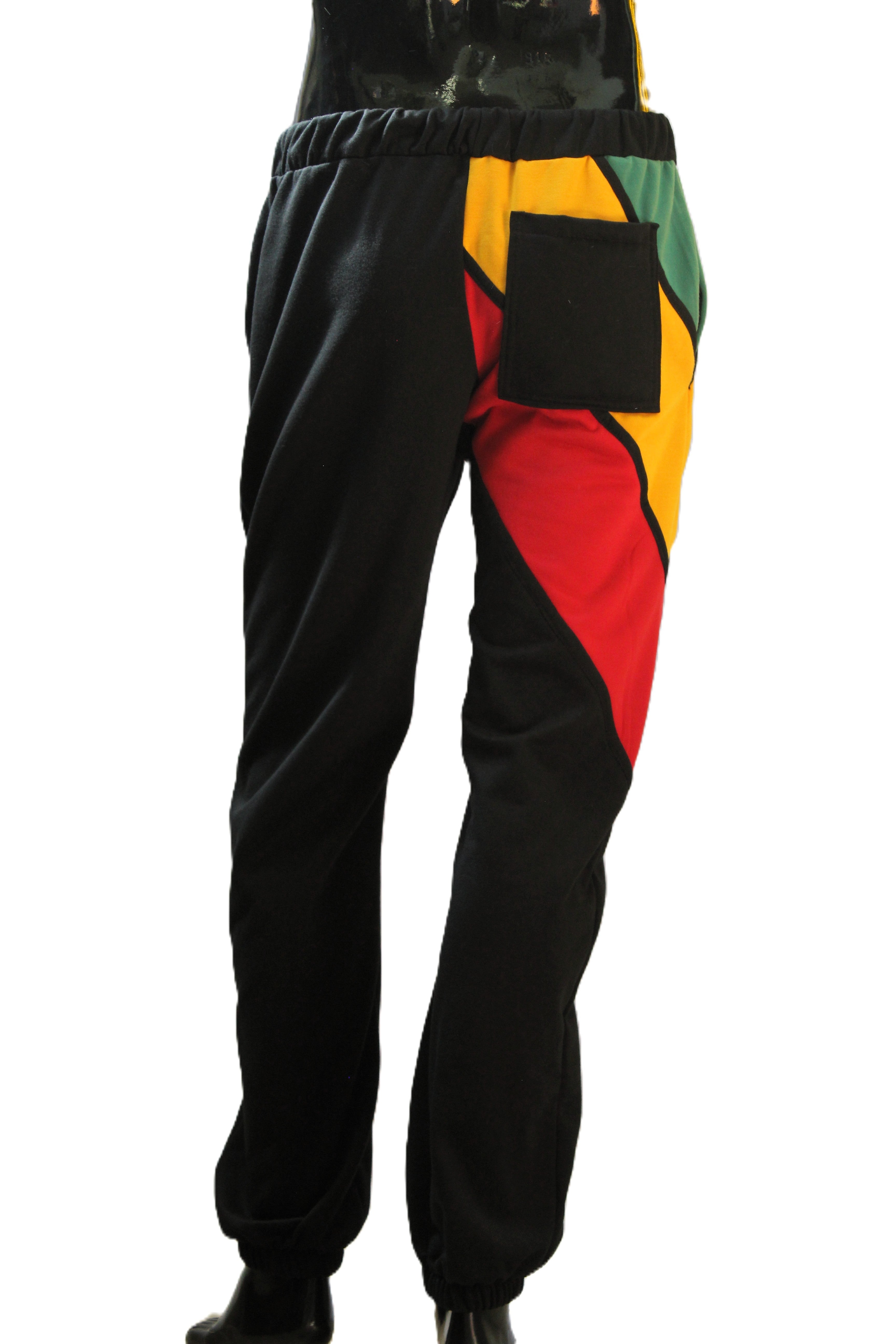 "Asymmetric Rasta Color Block" Joggers