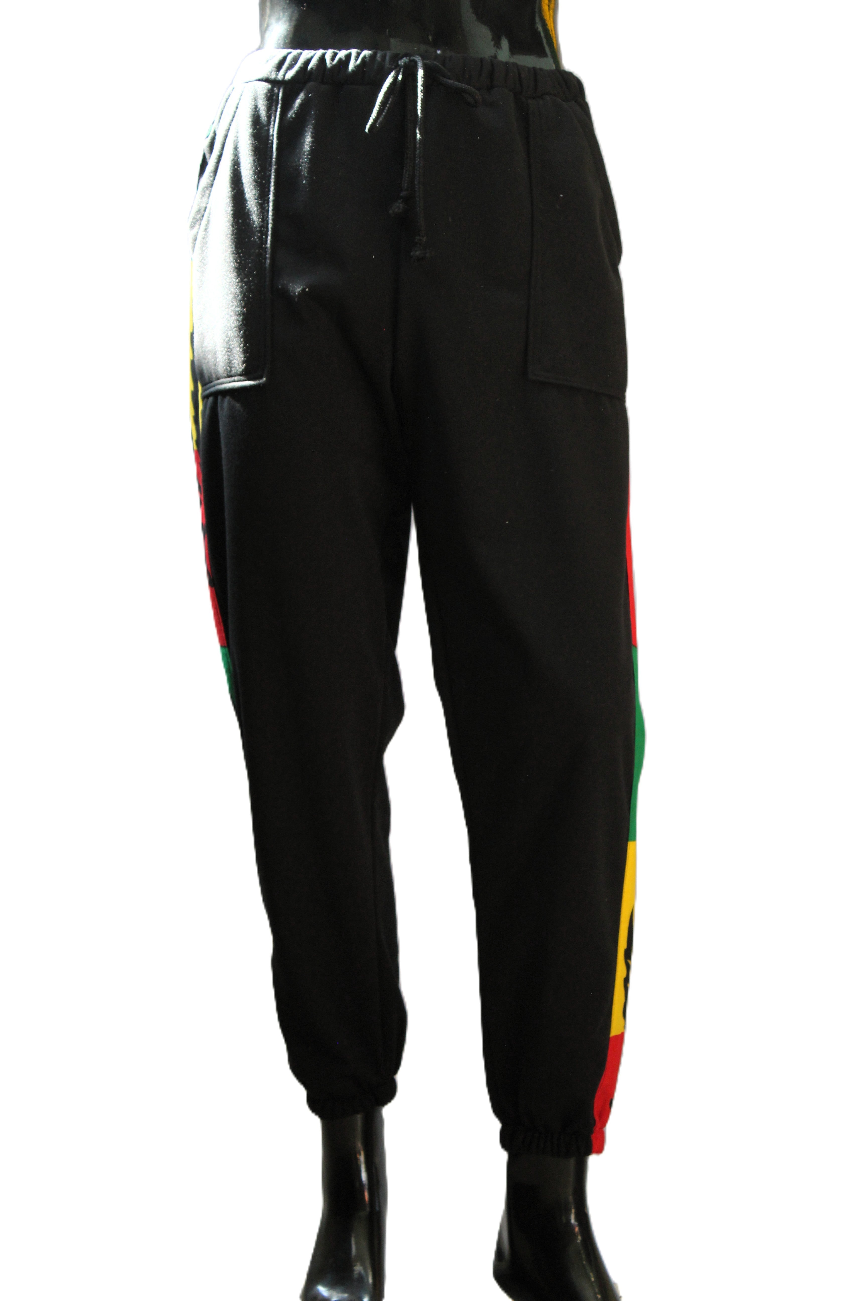 "Graphic Leaf Rasta Stripe" Joggers