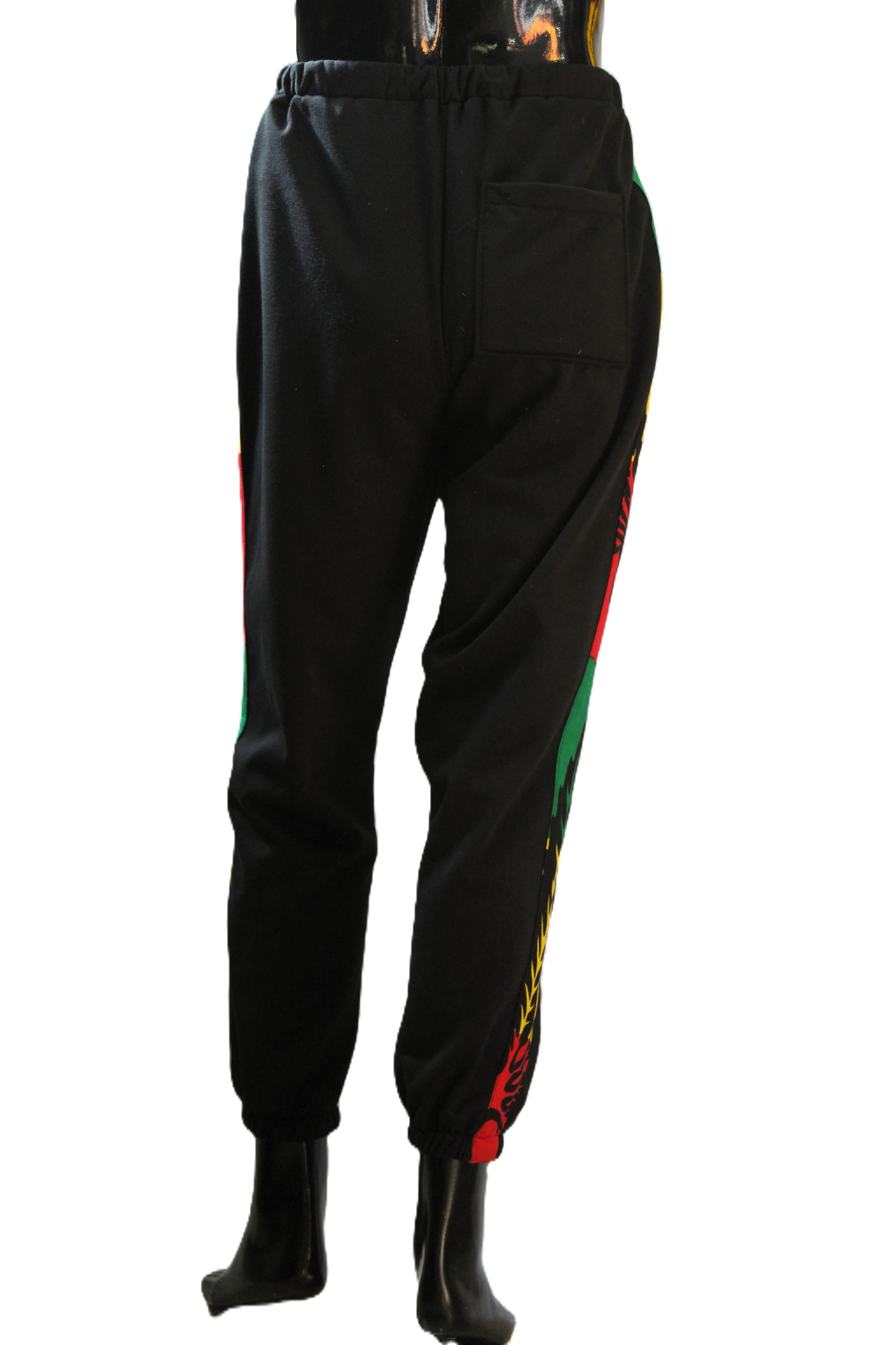"Graphic Leaf Rasta Stripe" Joggers
