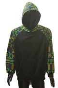 "Blue and Green African Geometric Print" Pullover Hoodie