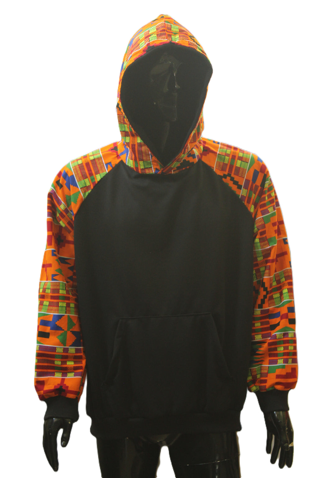 "Orange Kente-Inspired Print" Pullover Hoodie