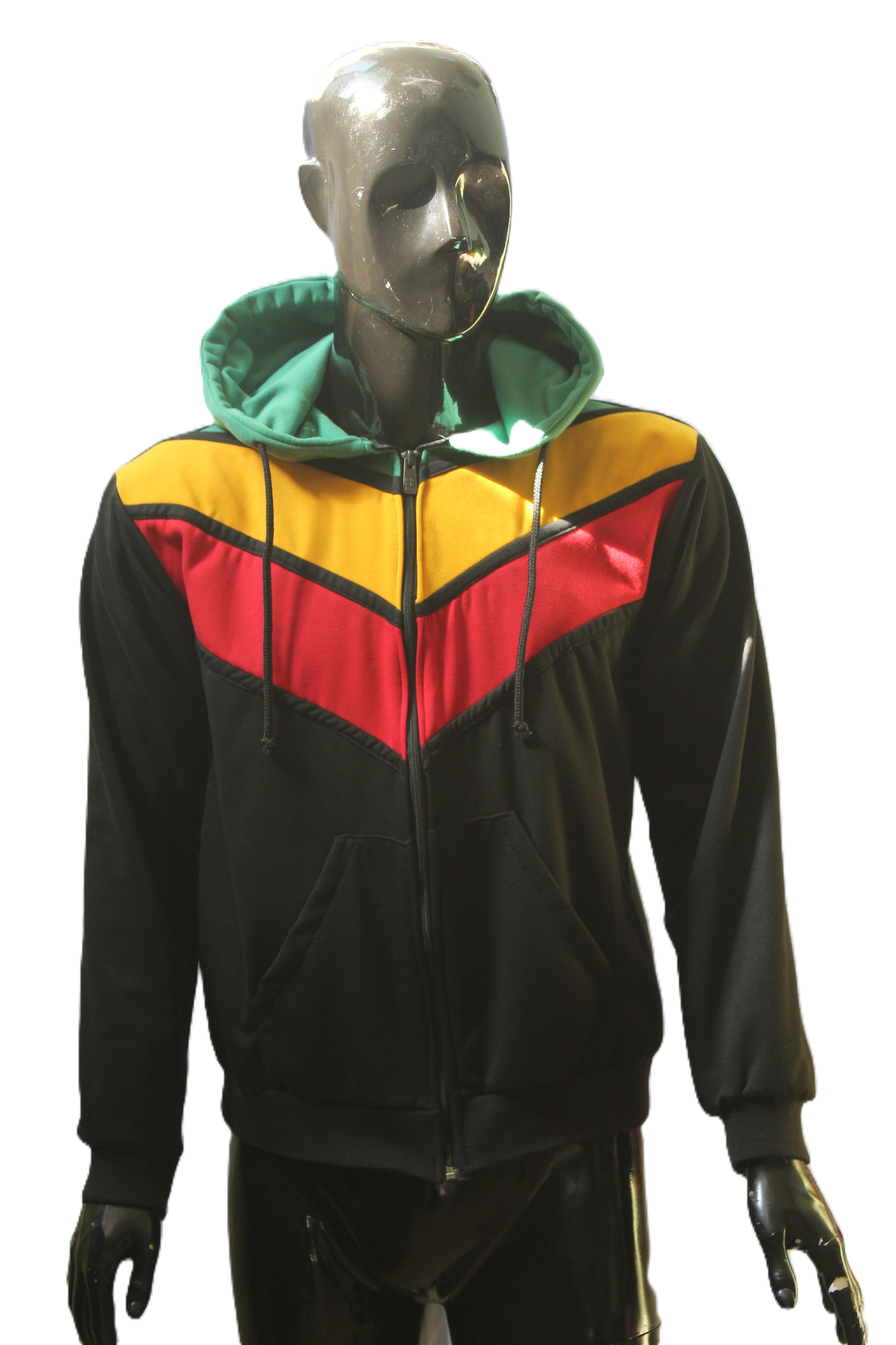 "Rasta Chevron" Zip-Up Hoodie