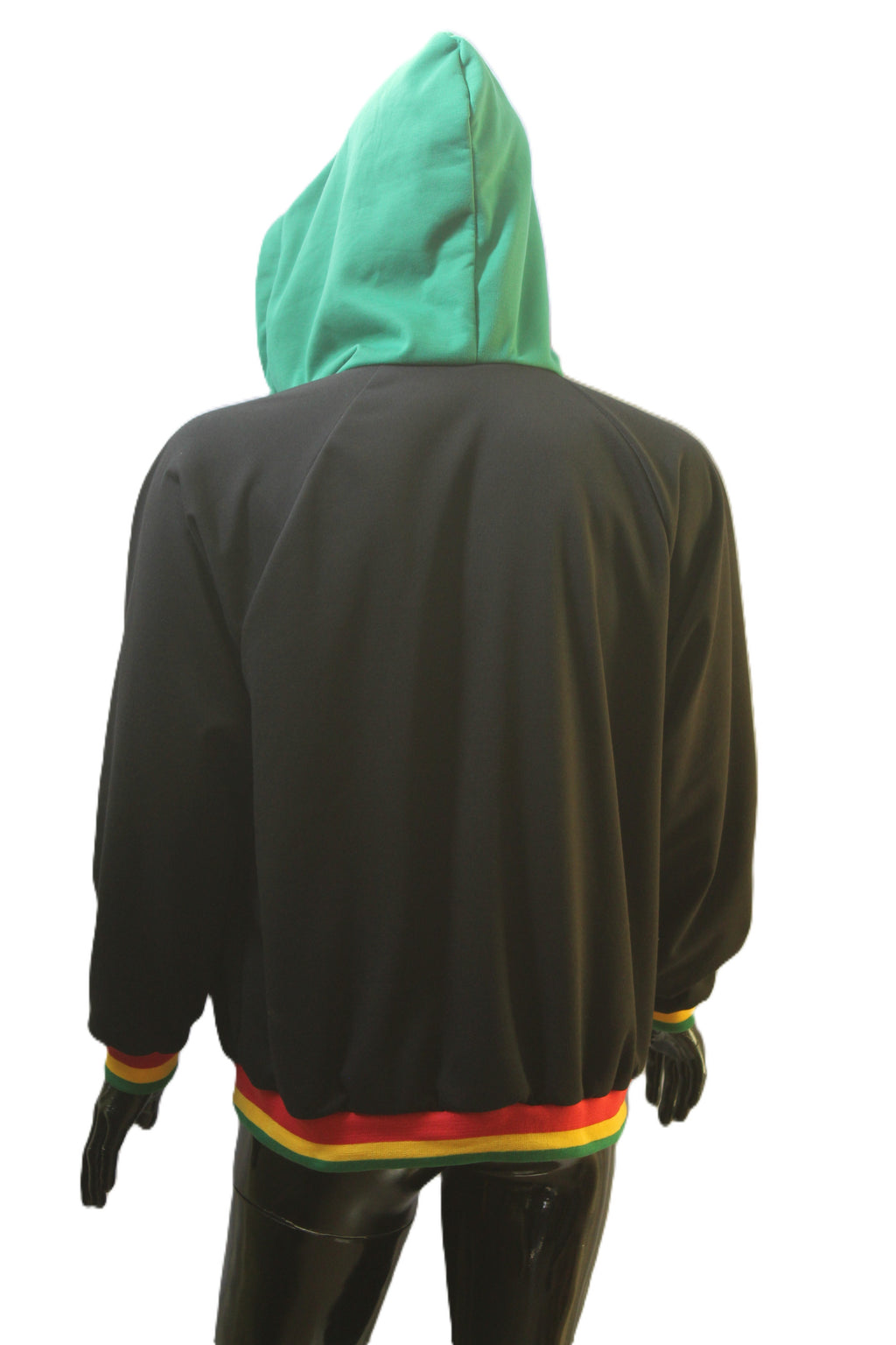 "Rasta Chevron with Striped Trim" Zip-Up Hoodie