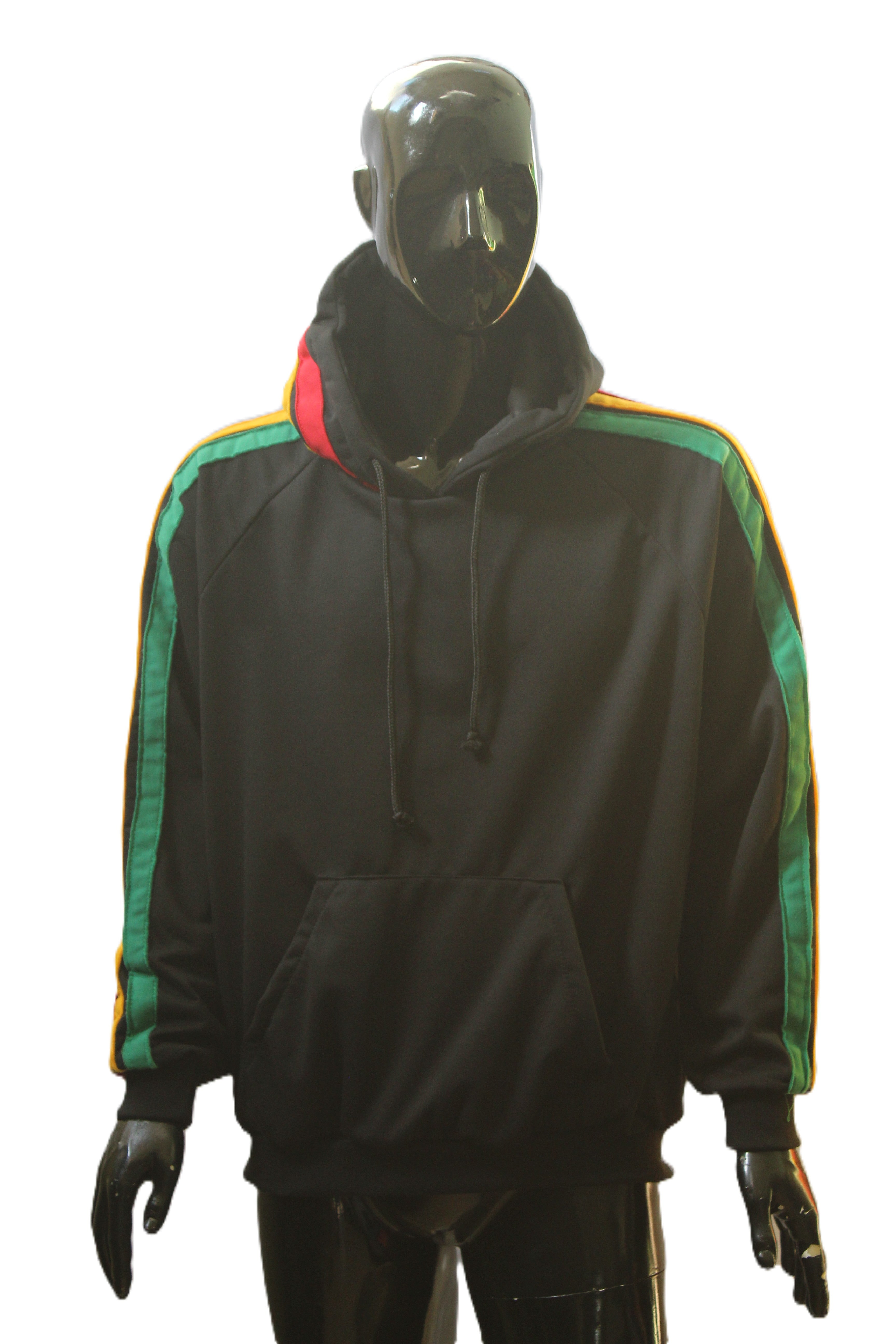 "Rasta Striped Sleeve" Pullover Hoodie