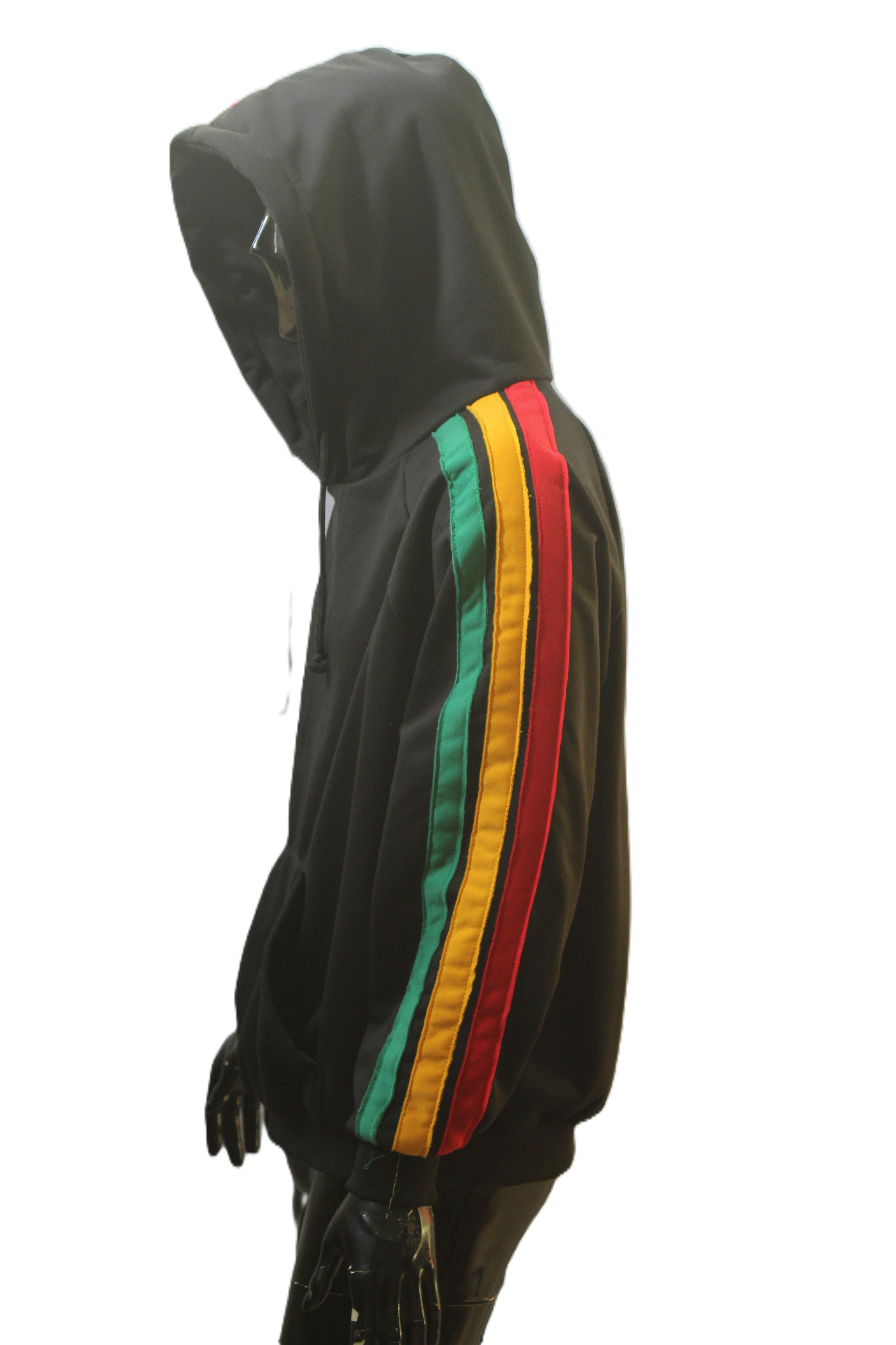 "Rasta Striped Sleeve" Pullover Hoodie