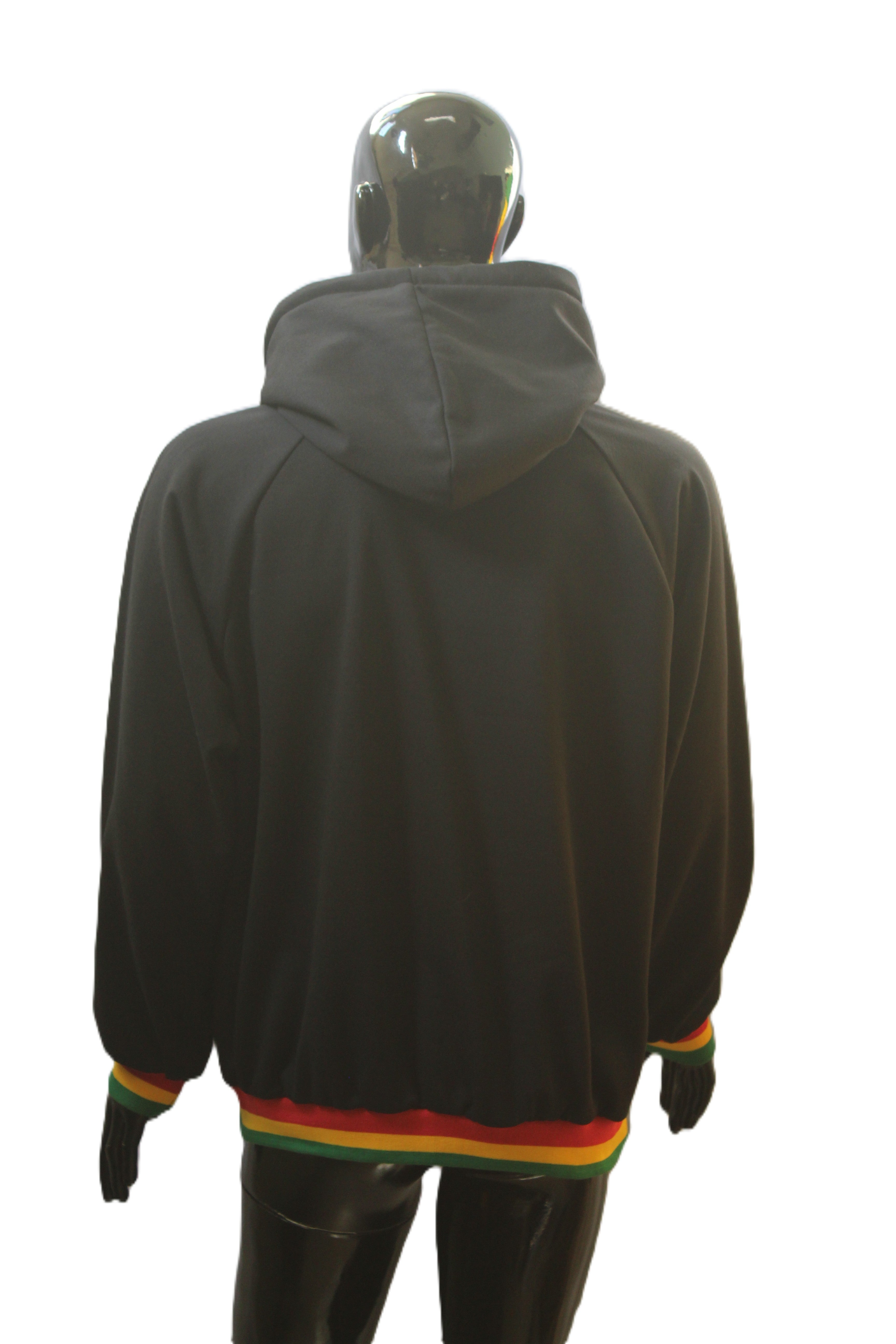 "Rasta Striped Trim" Pullover Hoodie