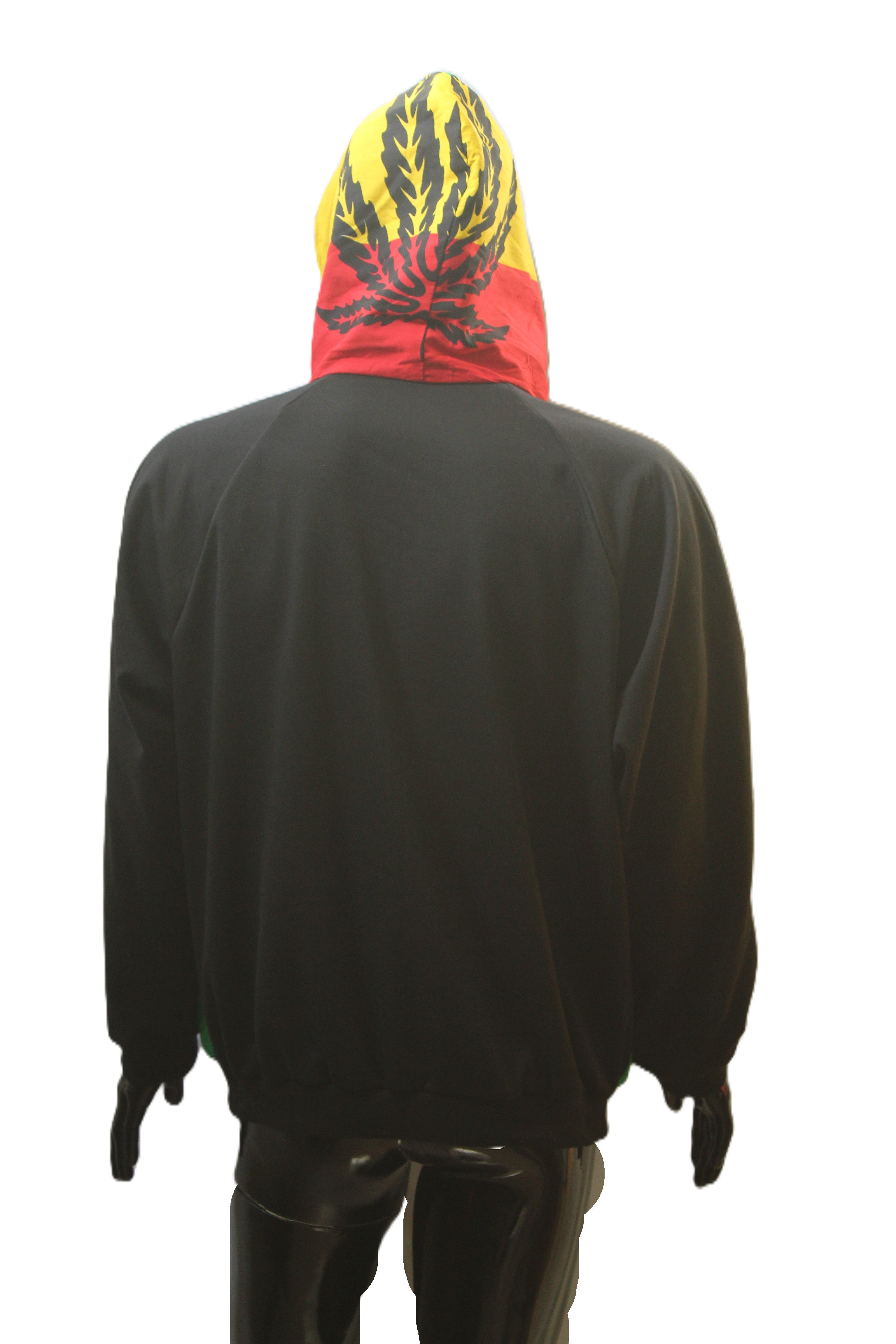 "Rasta Color Block Cannabis Leaf" Pullover Hoodie