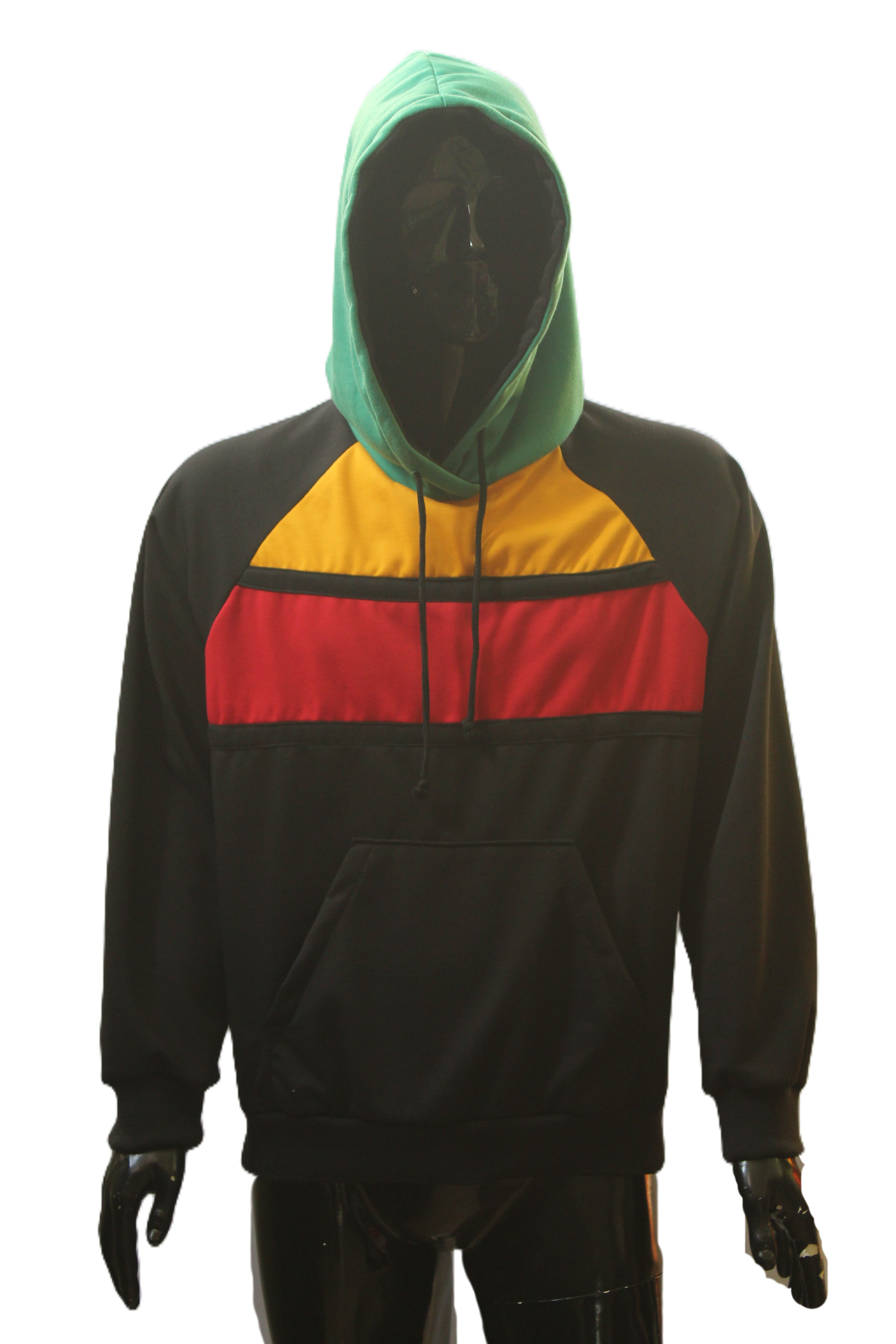 "Rasta Color Block Chest" Pullover Hoodie