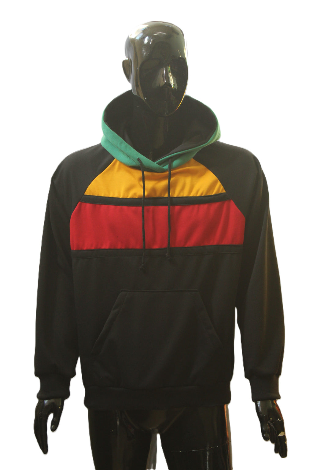"Rasta Color Block Chest" Pullover Hoodie