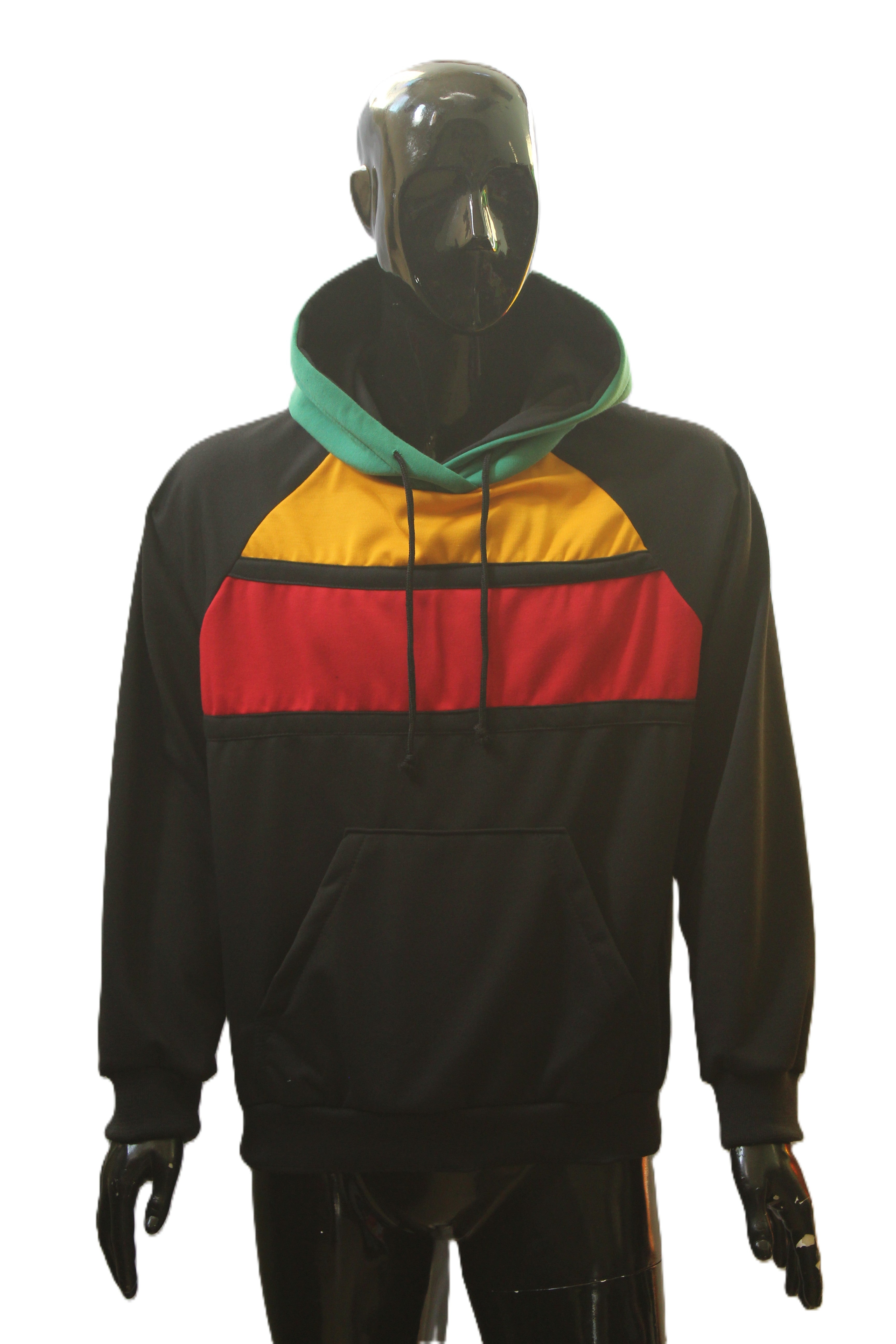 "Rasta Color Block Chest" Pullover Hoodie